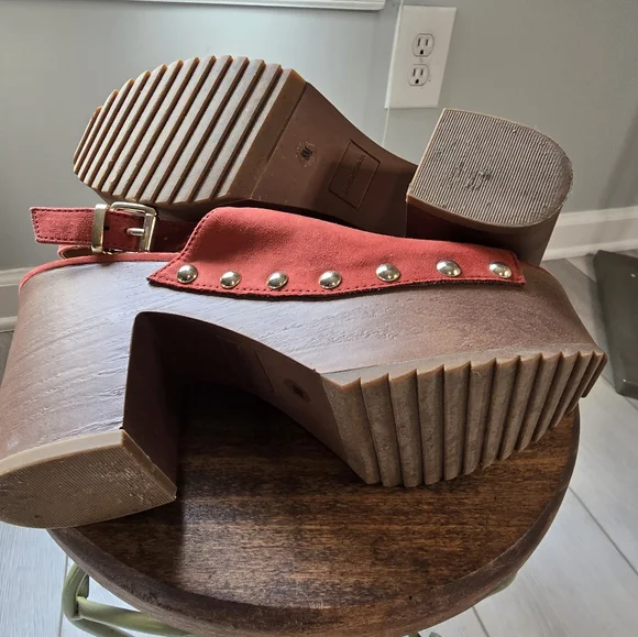 Wonderly Terracota Oakly Suede Block Heel Women's Rust Platform Sandals Size 8 - Picture 9 of 13